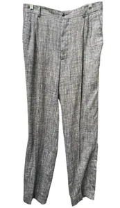 VINTAGE 80’s Gianni VERSACE Linen Pleated Pants Italy Wide Leg Size 48 Black - Picture 1 of 7