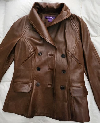 Chaqueta Ralph Lauren Purple Label Collection Piel de Cordero Marrón Mujer Talla 8 Italia Foto 1 de 4