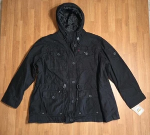 Levi's Women's 3X Cotton Hooded Field Jacket Military Black Hunter Outdoor - Picture 1 of 12