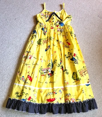 Girls Dress-MARMELLATA-yellow cotton tiered maxi beach vacation summer print-12 - Image 1 of 4