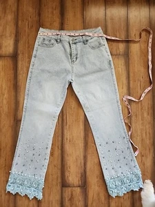 Unique Ankle Damen Jeans Größe M mit Perlen - Bild 1 von 7