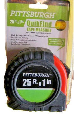 25' Tape Measure, Belt Clip, Locking Retractable, Easy Find, Tape Measure - Image 1 of 4