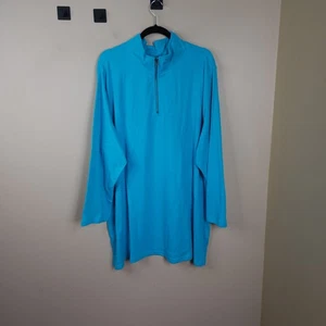 Woman Within Quarter Zip Knit Top in Blue Size 30/32 - Picture 1 of 10