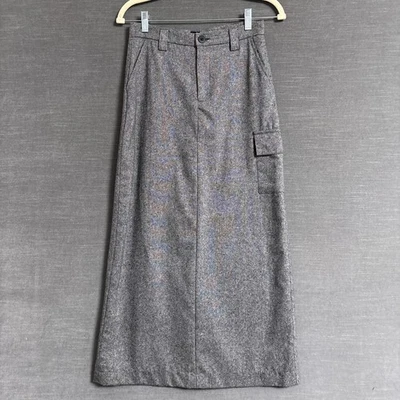 Saia Gap Vintage 0 Cinza Lã Tweed Maxi Carga Carreira Utilitário Academia Anos 90 Y2k - Imagem 1 de 4