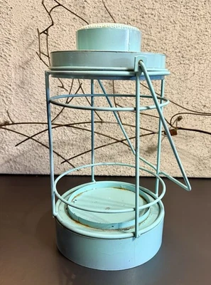 БОЛЬШОЙ 18,5 «ВИНТАЖНЫЙ РЕТРО МЕТАЛЛИЧЕСКИЙ ДЕКОРАТИВНЫЙ СВЕЧА ФОНАРЬ ПЛАНТАТОР БИРЮЗА - Изображение 1 из 4