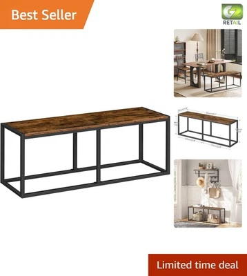 Elegant 47.2 Inch Dining Bench - Rustic Brown and Black, Easy Assembly Design - Image 1 of 4