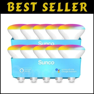 10 Pack Sunco BR30 Smart LED Flood Lights - Voice & App Controlled, RGB Color - Picture 1 of 9