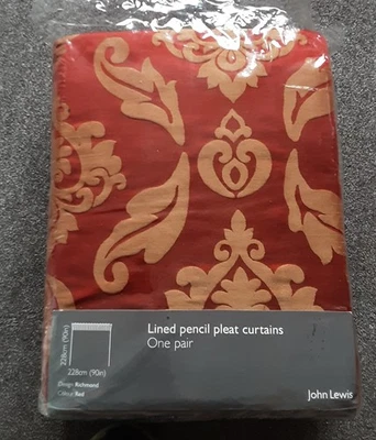 John Lewis Lined Pencil Pleat Curtains - New- 90 Inch Drop - Image 1 of 2