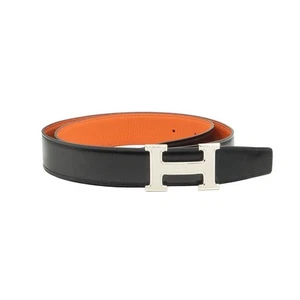 Hermes Silber Punkte Schnalle 32MM Noa Orange Togo Kalb Wendbar Doppelseitig ... - Bild 1 von 8