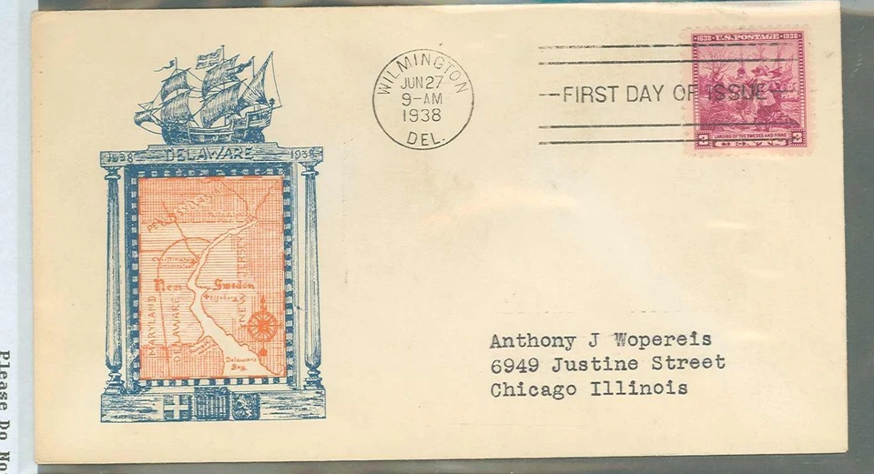 USA #836 Color Cachet addressed cover (SCV=$15) - Image 1 of 1