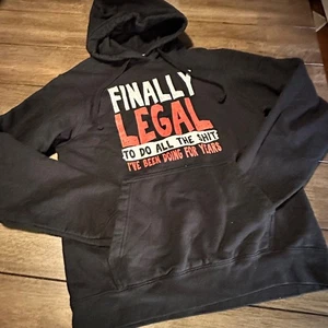 Funny 21st Birthday T-Shirt | Finally Legal Graphic Tee | Adult Humor Hoodie - Picture 1 of 7
