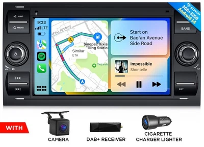 DAB+ Android 14 7" IPS Autoradio CarPlay GPS Navi für Ford Focus MK2 Transit MK7 - Bild 1 von 4