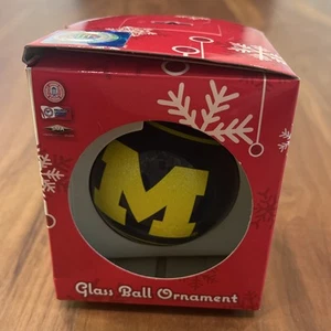 UNIVERSITY OF MICHIGAN UOFM Christmas Glass Ball Ornament NEW Holiday Official ✨ - Picture 1 of 7