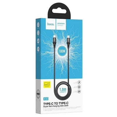 Hoco Cavo Usb-c Fast Charge 1m Fino 100w Black Per Huawei P40 4g P50 Pocket - Immagine 1 di 4
