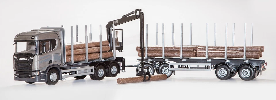 EMEK - SCANIA CR 6x4 grigio con Dolly e rimorchio 2 assi di trasporto del leg... - Immagine 1 di 1