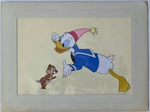 ORIGINAL 1959 Walt Disney Disneyland Movie Used Cel Drawing Donald Duck & Chip - Picture 1 of 4