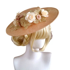 Französischer Vintage Sommer süßer Strohhut Lolita Mädchen Blumen Handarbeit Sonnenhut - Bild 1 von 5