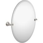 Brushed Nickel 26 Inch X 22-inch Frameless Pivoting Bathroom Mirror