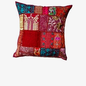 Indian Handmade Unique Patchwork Floor Bed Pillow Bohemian Cushion Cover 50cm - Picture 1 of 2