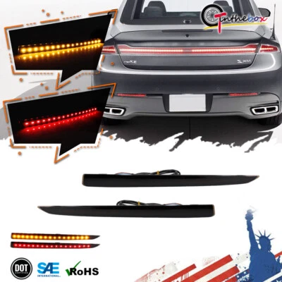 2 peças lentes fumê LED vermelho refletores de para-choque luzes traseiras para 2013-2020 Lincoln MKZ - Imagem 1 de 4