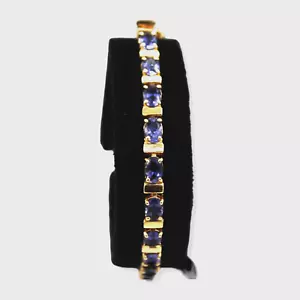 14K Yellow Gold 4.5 MM 11.76 approximate total ct wt Tanzanite Tennis Bracelet - Picture 1 of 7