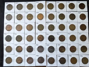 Lot of 48 British Large Cent Coins 1860-1945 Victoria to George VI - Picture 1 of 4
