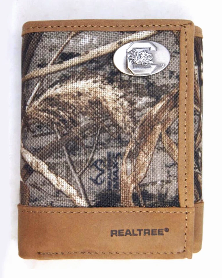 South Carolina Gamecocks Tri-fold Realtree Max-5 Camo & Leather Wallet w/ Concho - Image 1 of 4