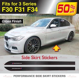 Racing Side Skirt Stickers GLOSS BLACK Decals Stripes fits BMW F30 F31 F34 3 Ser - Picture 1 of 10