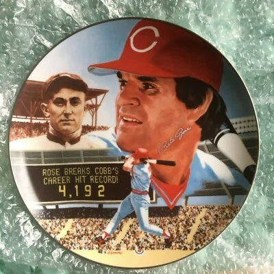 Pete Rose, 1985 Large Gartlan Plate, #1289/4192 AUTOGRAPHED!  - Image 1 of 3