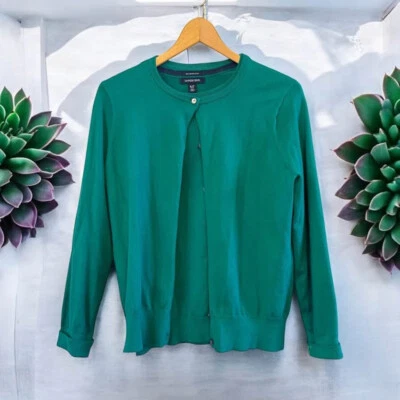 2 Piece Lands’ End Kelly Green Sweater/Cardigan Sweater Set 100% Supima Cotton-S - Image 1 of 4