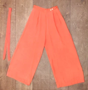 VTG Women's 40s Coral Wide Leg Rayon Pajama Pants 1940s XS/S Palazzo Pants - Picture 1 of 18