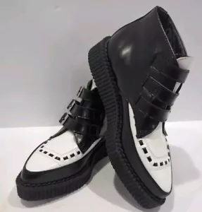 Tuk Black & White TUKskin™ 3-Buckle Pointed Toe Creeper Boot - Unisex - Picture 1 of 10