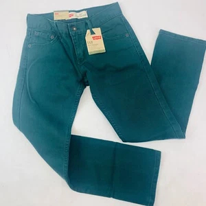 Levis 513 Slim Straight Boys Jeans 10 Reg 25 x 25 Green Corduroy NWT $44 - Picture 1 of 7