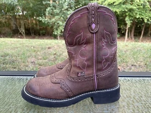 Justin Gypsy L9903 Women's 7 B Brown Leather Crepe Soles Western Cowgirl Boots - Foto 1 di 12