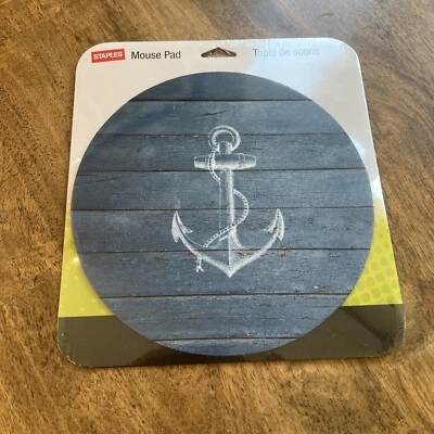 Alfombrilla de ratón Staples 2013 rara azul marino ancla océano mar - 9,5 pulgadas - nueva/sellada Foto 1 de 2