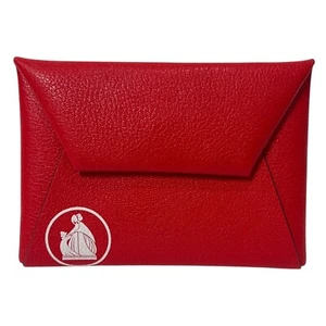 $650 Lanvin Red Leather Clutch Bag Envelope Card Wallet W/Box - Picture 1 of 9