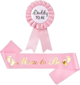 Baby Shower Mom To Be Sash And Tinplate Badge Daddy To Be Combo KitBaby Gende... - Picture 1 of 6