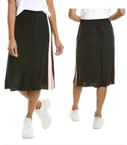 Rag & Bone Women's Silk Straight Striped Pull On Midi Skirt Black Red White Sz 4 - Picture 1 of 9