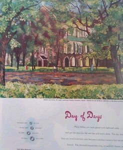 De Beers Diamonds Print Ad Original Rare Vtg 1940s St Luke Church Evanston IL V8 - Picture 1 of 9