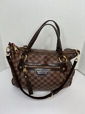 Louis Vuitton Evora MM Damier Ebene Leather Tote Hobo Shoulder Bag Handbag Purse