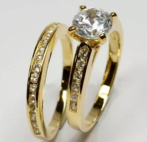 GOLD DOUBLE *** Zirkonia 2er Zweier- Doppel-Ring  vergoldet, Gr. 56 - Bild 1 von 2