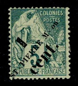 St Pierre & Miquelon Scott #36 Mint OGH 1891 Green 1¢ On 5¢ Surcharge ~ D2967 - Picture 1 of 2