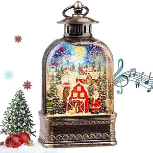 Santa Christmas Musical Lighted Snow Globe Lantern Snowman Water Children Gift - Picture 1 of 9