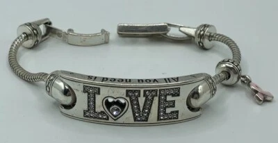 Brighton Power Of Pink Breast Cancer  “LOVE” Pink Ribbon Charm Retired Bracelet - Image 1 of 4