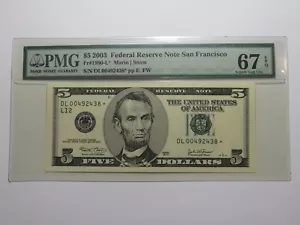 $5 2003 Federal Reserve Star Note Currency Bank Note Bill Superb Gem 67 EPQ PMG - Picture 1 of 3