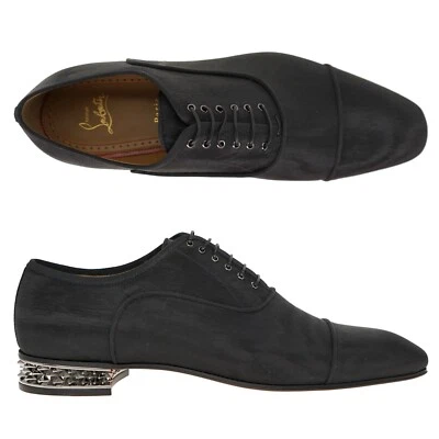 Christian Louboutin Greggyrocks Oxford Shoes Black Satin Size 10 US New - Image 1 of 4