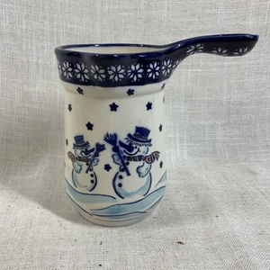 Boleslawiec Polish Pottery Snow Buddies Hot Chocolate Pot Pitcher EUC - Picture 1 of 9