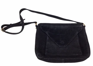Lauren Merkin Simone Crossbody Black Suede Leather Purse Medium Gold Hardware - Bild 1 von 7