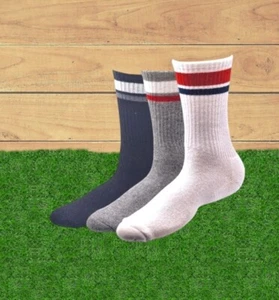 Gestreifte Herren-Sportsocken reich an Baumwolle gepolstert Crew-Socken für jeden Tag UK-Größe 6–11 - Bild 1 von 5