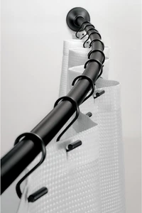 Idesign Curved Metal Shower Curtain Rod, Adjustable Customizable Curtain Rod for - Picture 1 of 5